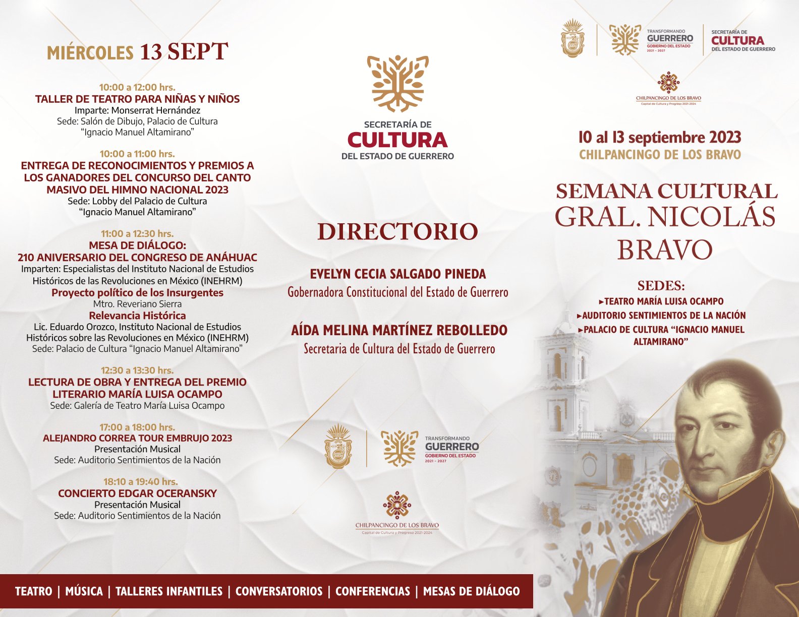 Se realizará la Semana Cultural «Gral. Nicolás Bravo» del 10 al 13 de septiembre en la capital del estado