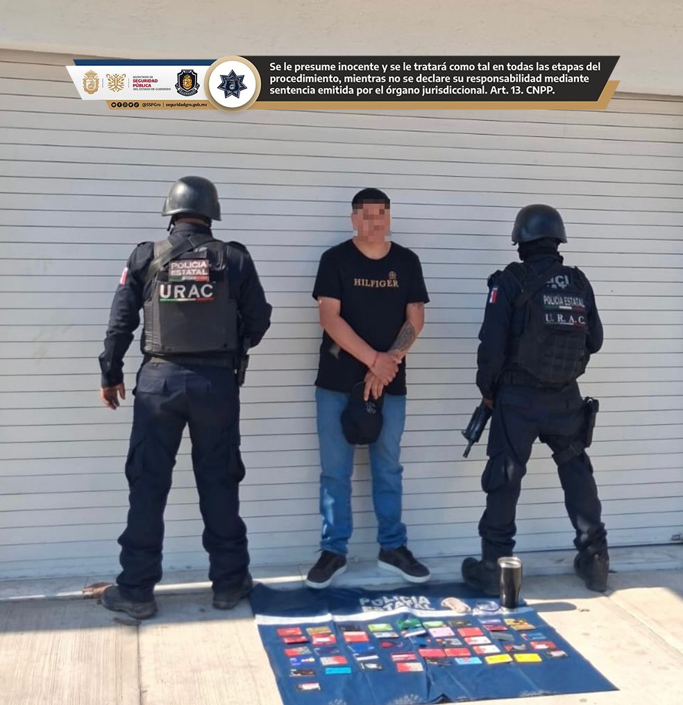 Detiene Policía Estatal a masculino en Acapulco por probable participación en fraude con tarjetas bancarias